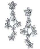 I.n.c. Silver-tone Crystal Flower Cluster Linear Drop Earrings, Created For Macy's