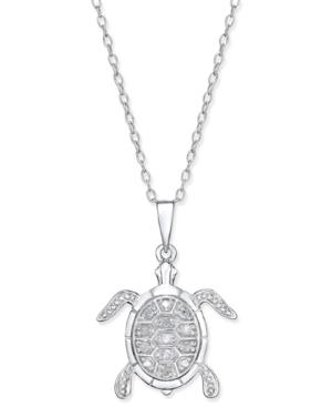 Diamond Turtle Pendant Necklace (1/10 Ct. T.w.) In Sterling Silver