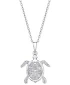 Diamond Turtle Pendant Necklace (1/10 Ct. T.w.) In Sterling Silver