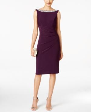 Alex Evenings Beaded Cowl-back Cocktail Dress