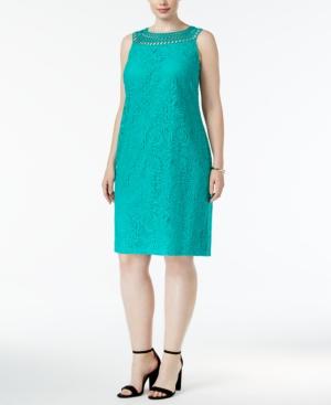 Jessica Howard Plus Size Open-weave Lace Shift Dress