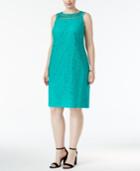 Jessica Howard Plus Size Open-weave Lace Shift Dress