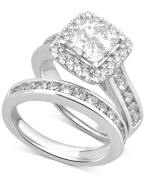 Diamond Square Halo Channel-set Bridal Set (2-7/8 Ct. T.w.) In 14k White Gold