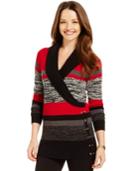 Style & Co. Petite Striped Lace-up Sweater, Only At Macy's