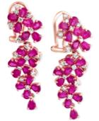 Effy Ruby (7-1/4 Ct. T.w.) And Diamond (3/4 Ct. T.w.) Earrings In 14k Rose Gold, Created For Macy's