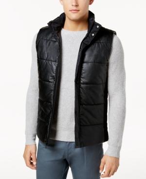 Calvin Klein Men's Faux-leather Puffer Vest