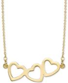 Sarah Chloe Triple Heart Pendant Necklace, 16 + 2 Extender In 14k White Or Yellow Gold.