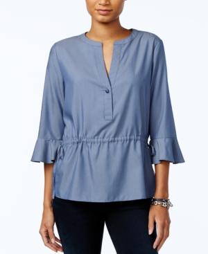 Tommy Hilfiger Split-neck Drawstring-waist Top, Only At Macy's