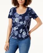 Lucky Brand Scoop-neck Floral-print T-shirt