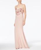 Xscape Embroidered Scoop-back Gown