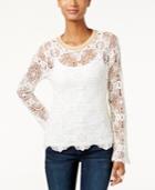 I.n.c. Metallic-trim Lace Sweater, Created For Macy's