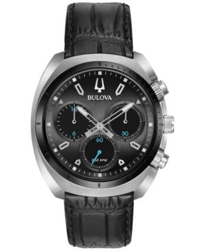 Bulova Men's Chronograph Curv Black Leather Strap Watch 43mm 98a155