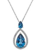 London Blue Topaz (3-9/10 Ct. T.w.) And Diamond (1/5 Ct. T.w.) Pendant Necklace In 14k White Gold