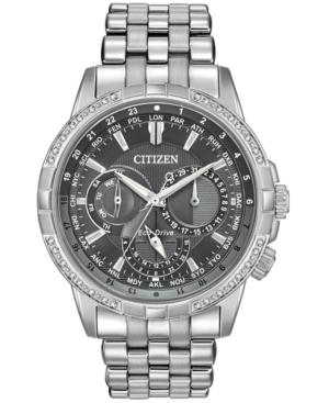 Citizen Eco-drive Men's Calendrier Diamond-accent Stainless Steel Bracelet Watch 44mm