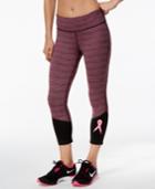 Ideology Pink Ribbon Striped Cropped Leggings, Only At Macy's