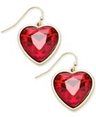 Thalia Sodi Gold-tone Red-stone Heart Drop Earrings, Only At Macy's