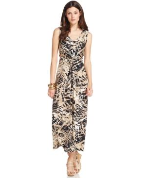 Ny Collection Petite Printed Twist-knot Maxi Dress