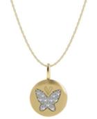 Diamond Necklace, 14k Gold Diamond Butterfly Disk Pendant (1/10 Ct. T.w.)