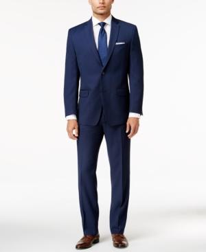 Marc New York By Andrew Marc Men's Classic Fit Blue Birdseye Suit