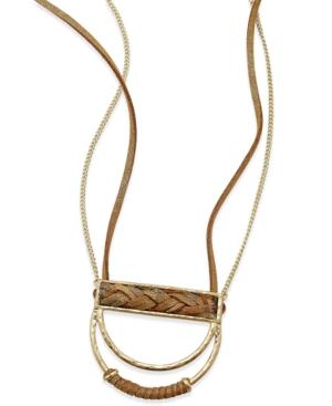 Inc International Concepts Gold-tone Braided Cord Half Circle Necklace, Only At Macy's