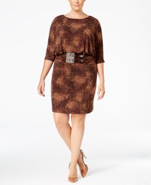 Jessica Howard Animal-print Ruched-waist Sheath Dress