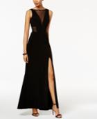 Betsy & Adam Petite Illusion A-line Gown