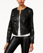 Thalia Sodi Faux-leather Applique Jacket, Created For Macy's