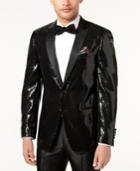 Tallia Men's Slim-fit Black Sequin Dinner Jacket