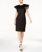 Calvin Klein Piped-ruffle Sheath Dress