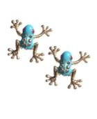 Betsey Johnson Blue Frog Stud Earrings