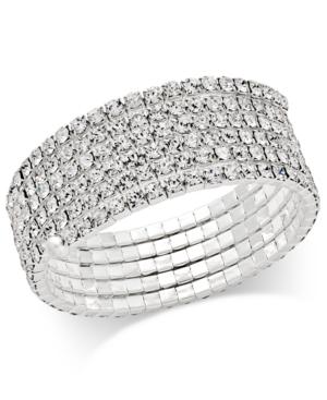 Inc International Concepts Silver-tone Five-row Crystal Coil Bracelet, Only At Macy's