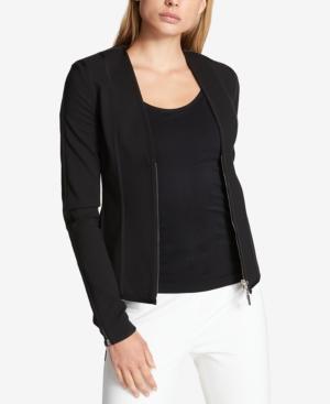 Dkny Grosgrain-detail Zip-front Blazer