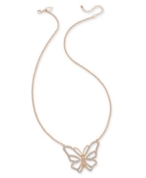 Thalia Sodi Rose Gold-tone Pave Butterfly Pendant Necklace, Only At Macy's