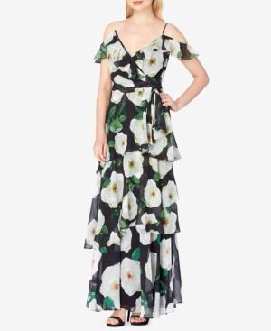 Tahari Asl Cold-shoulder A-line Gown