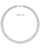 Swarovski Silver-tone Crystal Pave 14-7/8 Collar Necklace