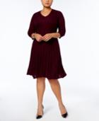 Connected Plus Size Ribbed Fit & Flare Sweater Dress