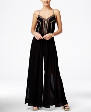 American Rag Juniors' Embroidered Wide-leg Jumpsuit, Only At Macy's
