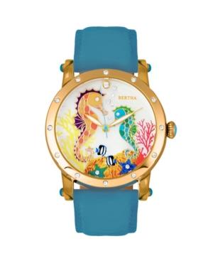 Bertha Quartz Morgan Collection Gold And Turquoise Leather Watch 38mm