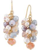 Carolee Gold-tone Multicolor Bead Cluster Drop Earrings