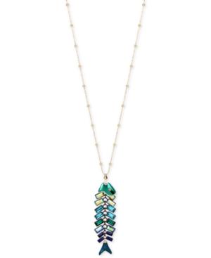 Betsey Johnson Gold-tone Multi-stone Fish Pendant Necklace