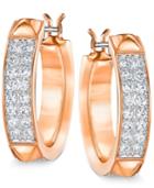 Swarovski Rose Gold-tone Crystal Pave Hoop Earrings