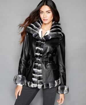 The Fur Vault Rabbit-fur-trimmed Leather Parka