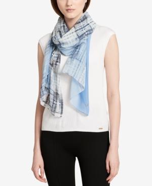 Calvin Klein Plaid Border Chiffon Scarf