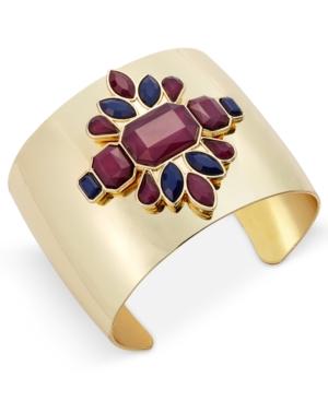 Inc International Concepts Gold-tone Red Crystal Floral Cuff Bracelet, Only At Macy's