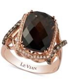 Le Vian Chocolatier Smoky Quartz (5-1/10 Ct. T.w.) And Diamond (3/8 Ct. T.w.) Statement Ring In 14k Rose Gold