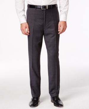 Shaquille O'neal Collection Big And Tall Charcoal Plaid Pants, Only At Macy's
