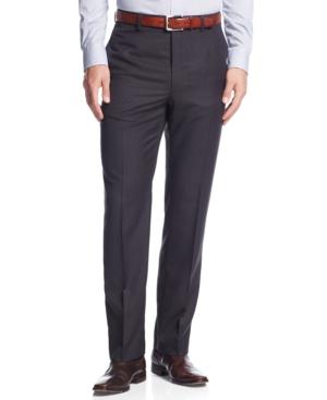 Calvin Klein Charcoal Plaid Slim-fit Dress Pants