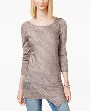 Inc International Concepts Petite Asymmetrical Metallic Sweater, Only At Macy's