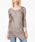Inc International Concepts Petite Asymmetrical Metallic Sweater, Only At Macy's