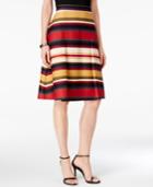 Ny Collection Petite Pleated Striped A-line Skirt
